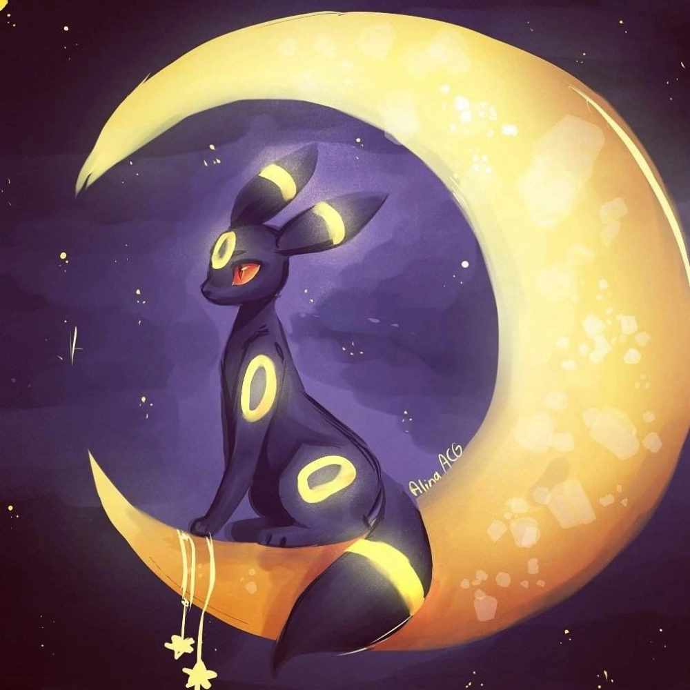 Shiny umbreon glowing rare with soft golden glow