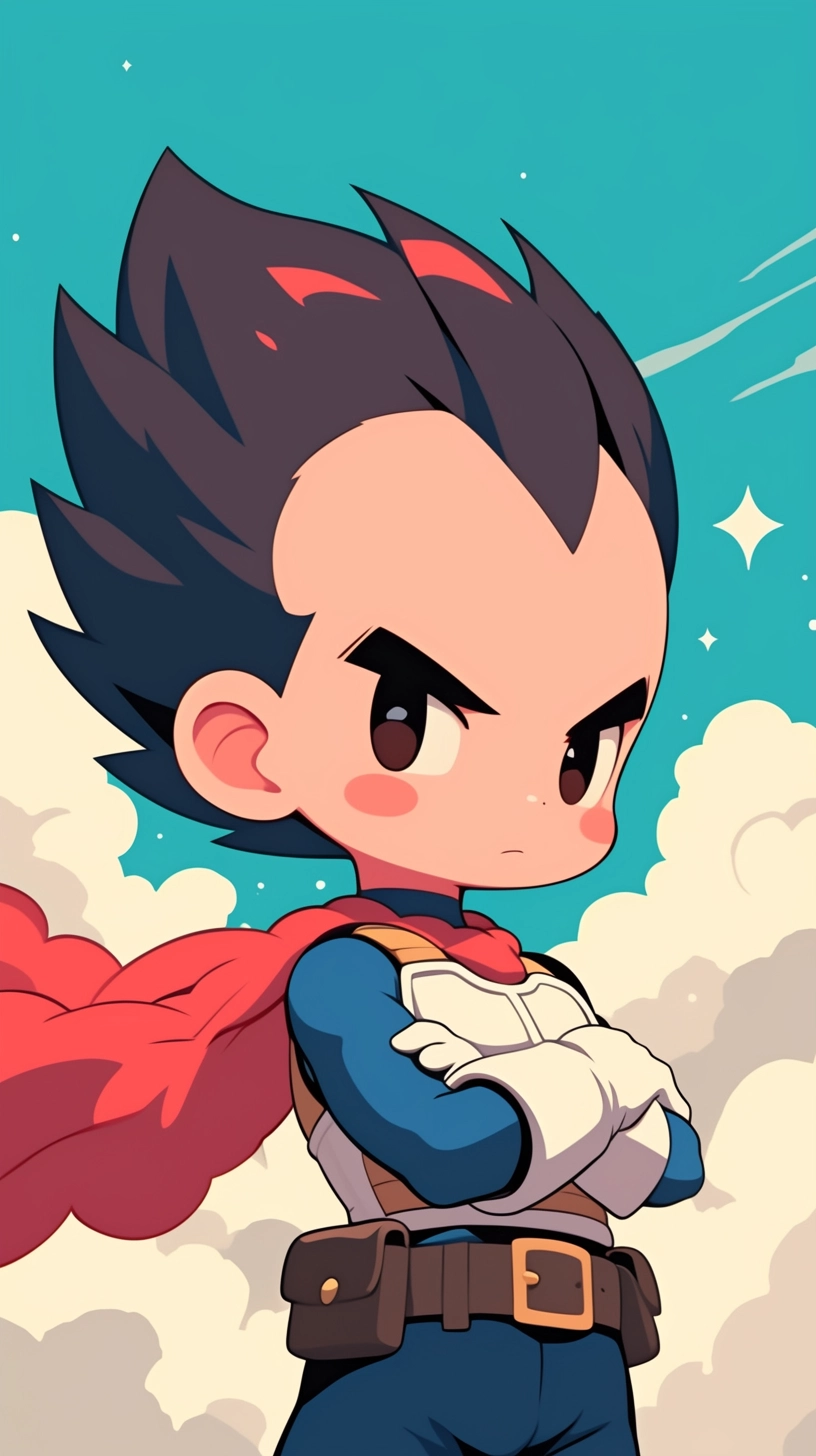 Fiery mood spreads in Vegeta chibi wallpaper