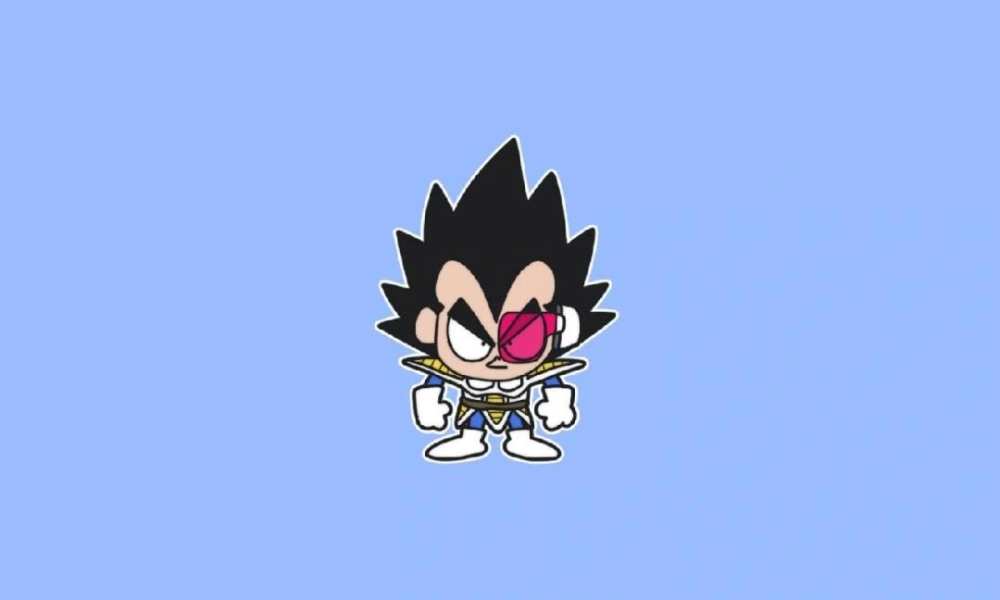 Strong aura glows with Vegeta chibi art