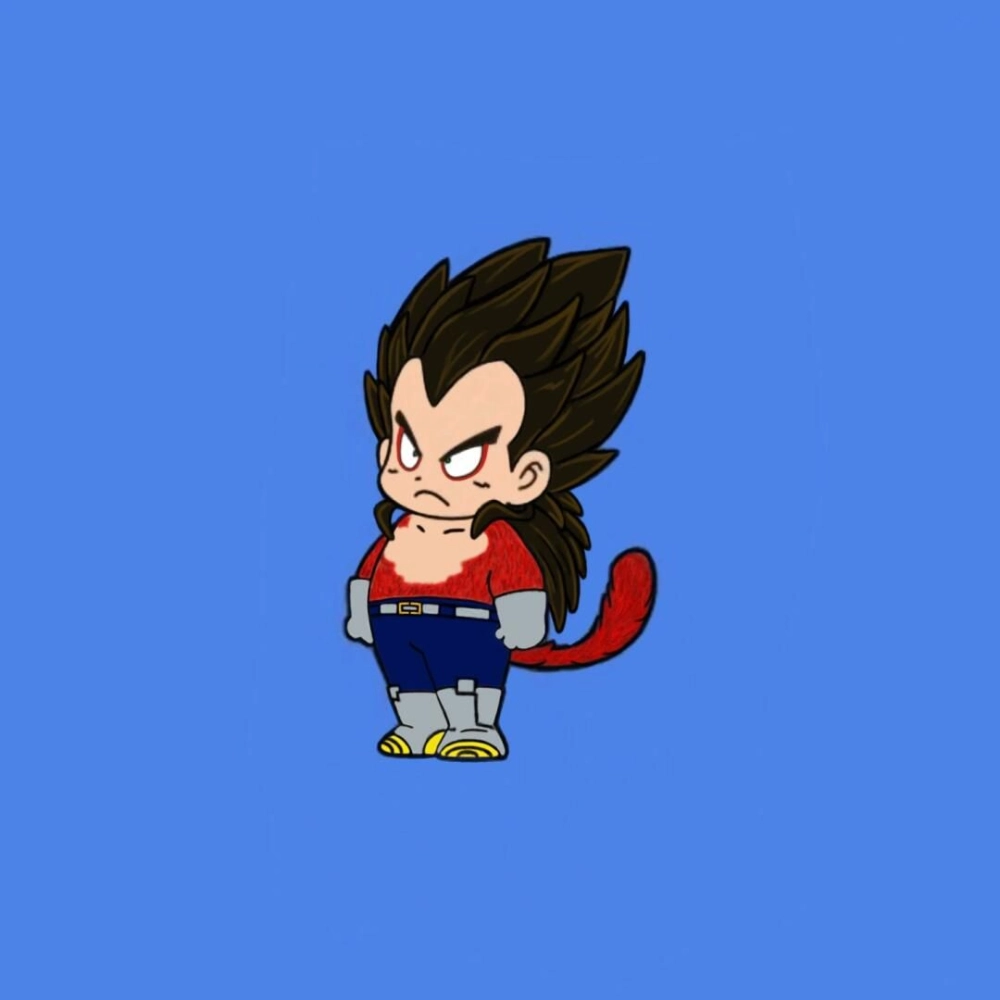 Creative strokes glow in chibi Vegeta drawing