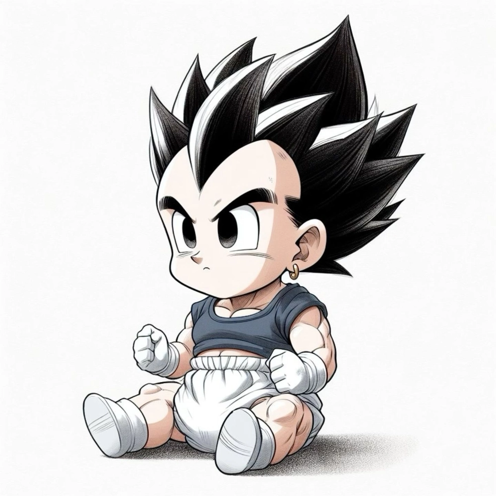 Fierce energy burns in chibi Vegeta SSJ4 form