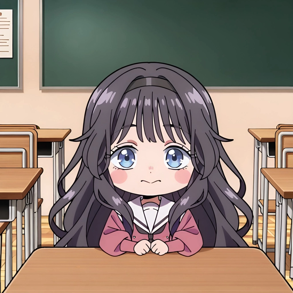 Chibi Waguri glowing with playful charm