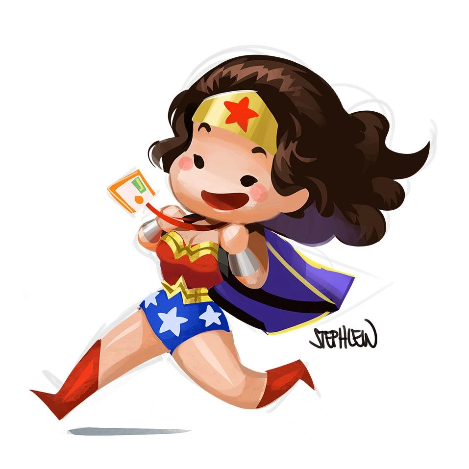 Kawaii chibi Wonder Woman feels playful and lovely