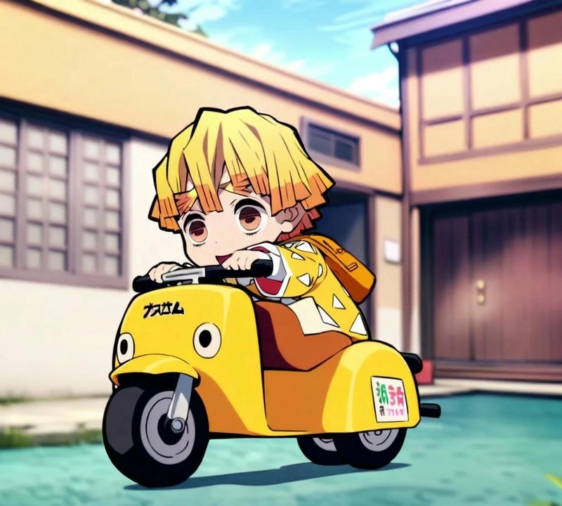 Fun energy glows in chibi Zenitsu style