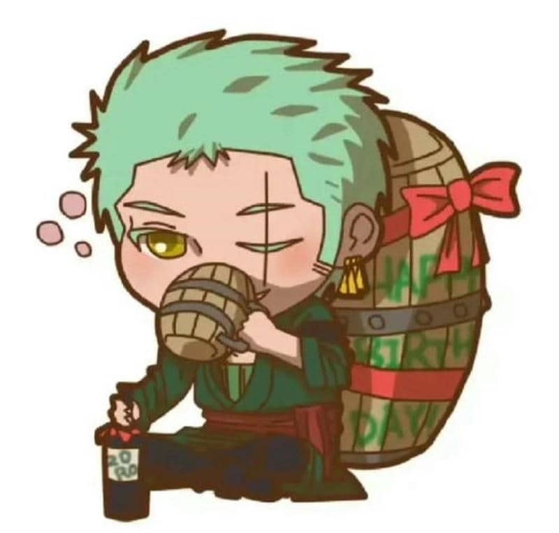 Unique passion sparks in Zoro chibi fanart