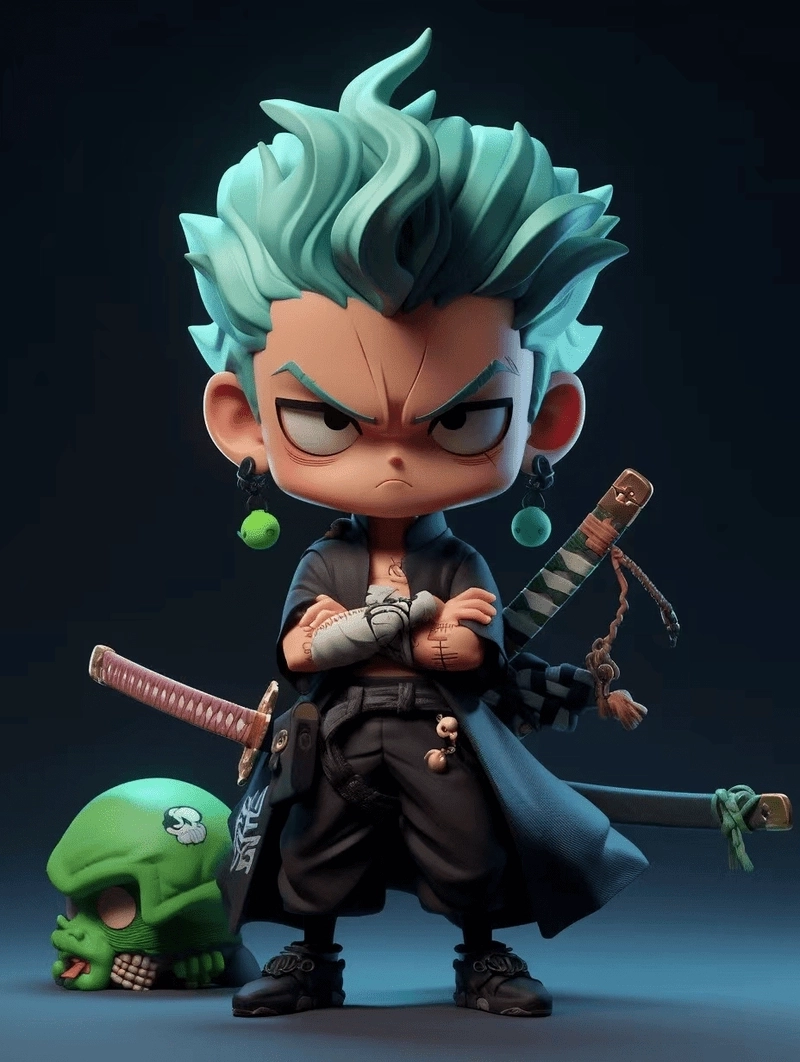 Sweet charm glows with cute Zoro chibi pose