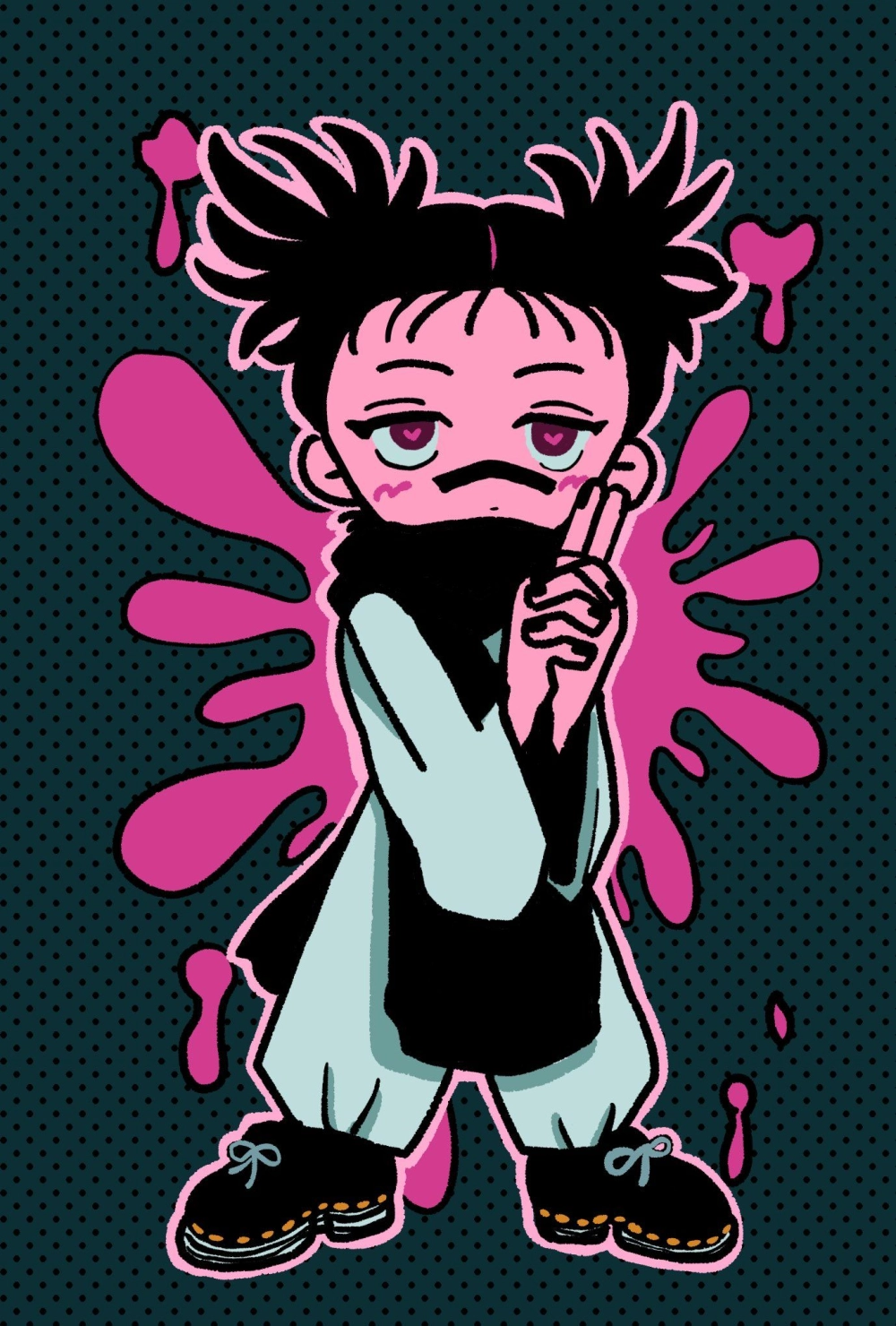 Sweet twist shows in Choso chibi cute pose