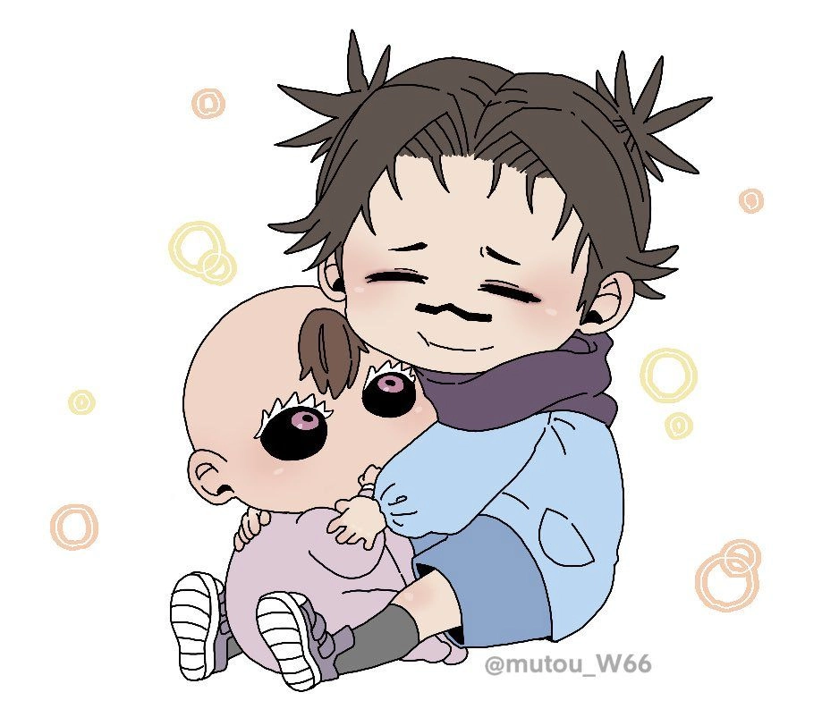 Bright tone sparks in Choso chibi background