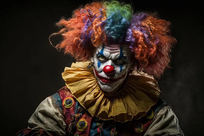 The iconic clown putting on makeup meme template