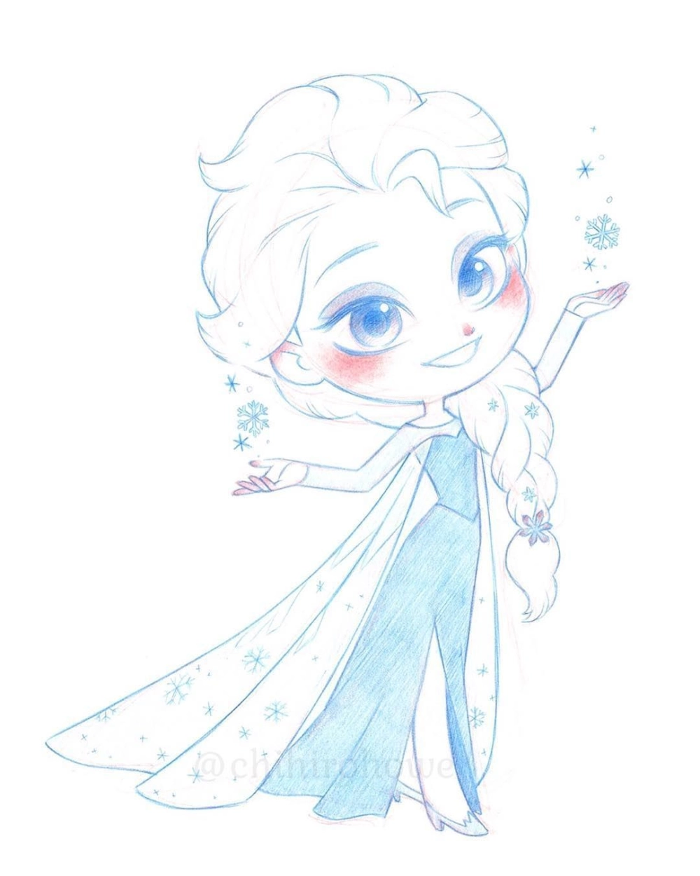 Elsa Frozen chibi spreads chilly adorable vibes