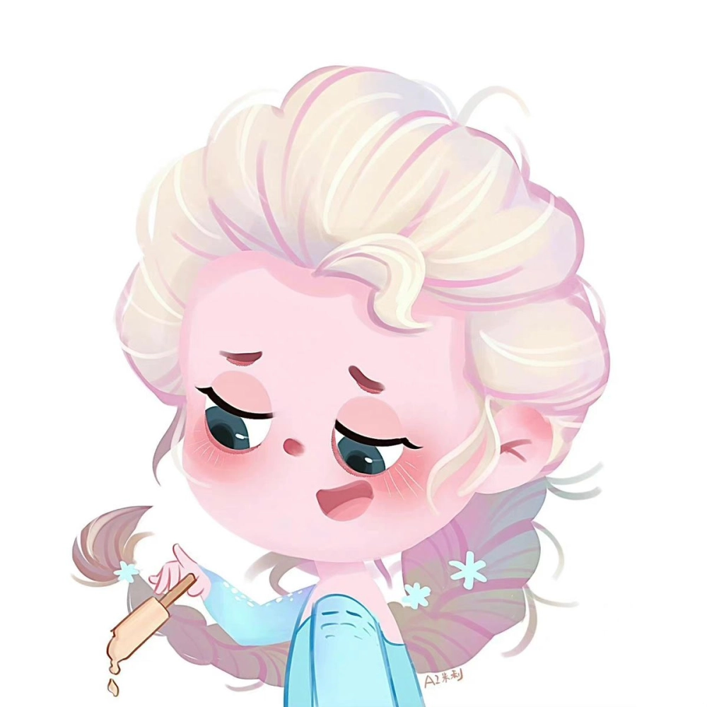 Elsa chibi art glows with tiny icy elegance