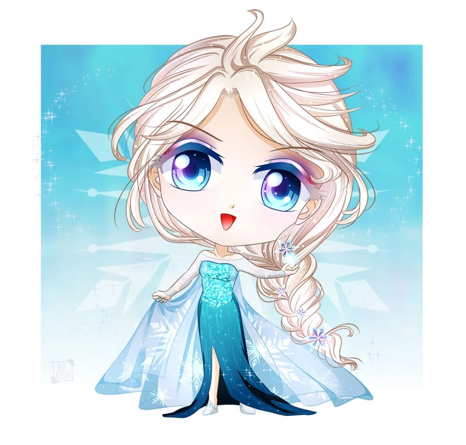 Elsa chibi transparent background looks perfect and cute