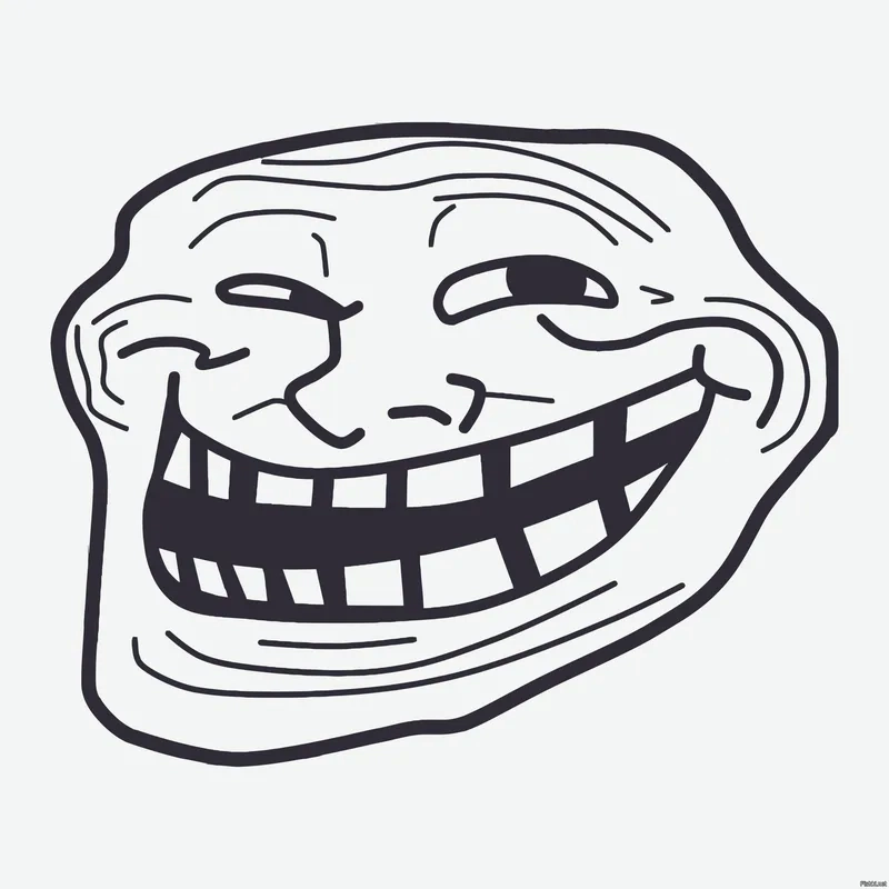 A classic transparent troll face png