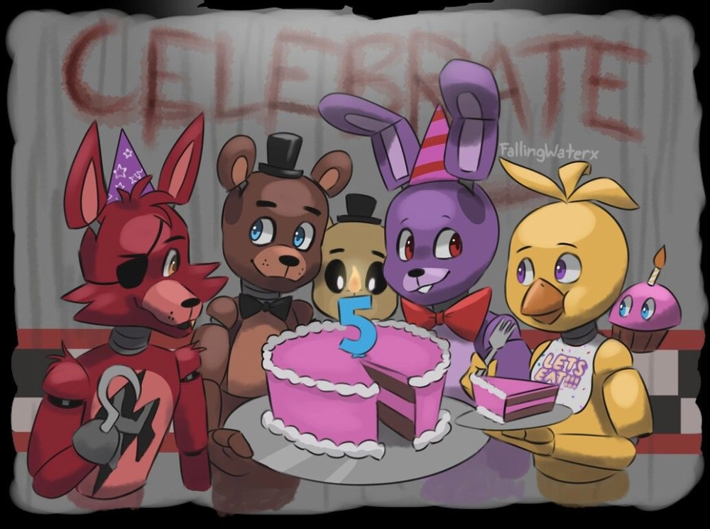 FNAF World drawing shows playful chibi animatronics