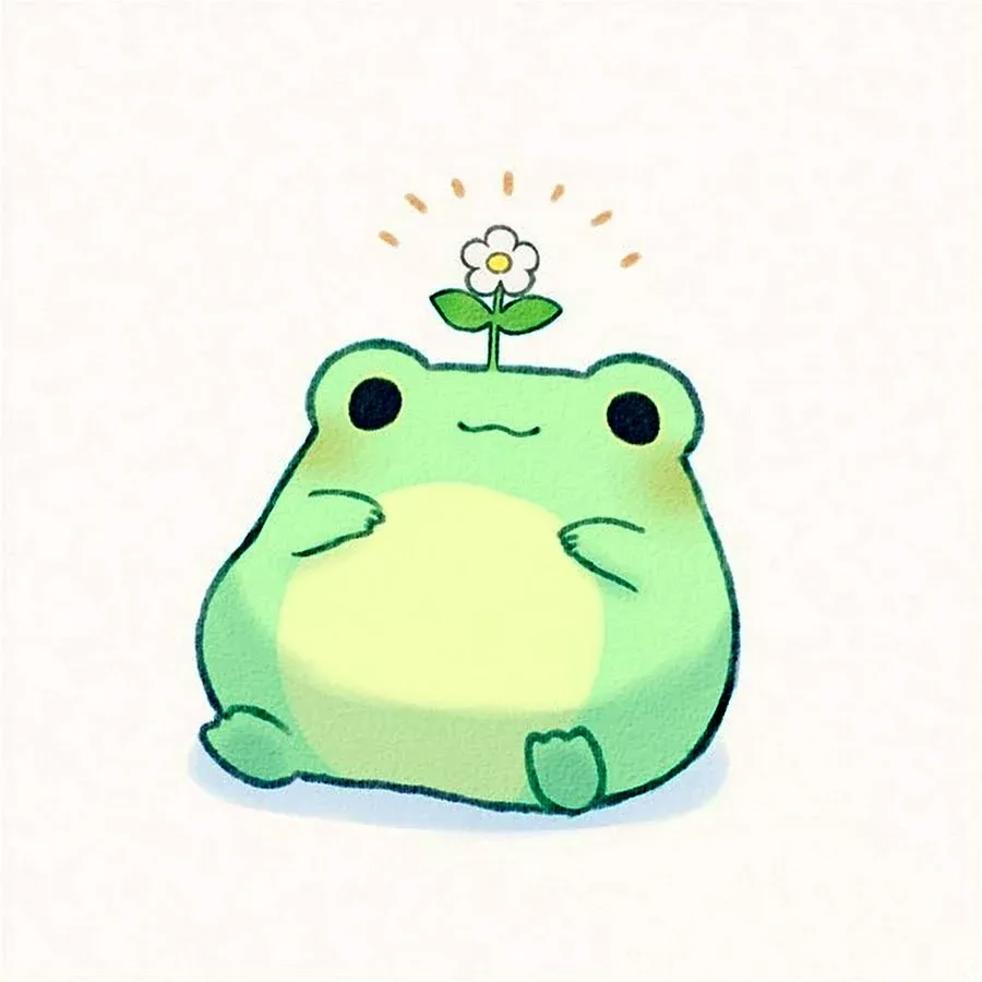 Frog chibi hopping with cheerful cuteness