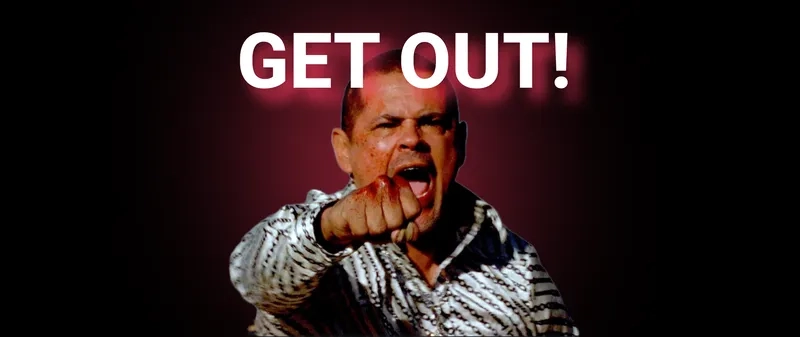 A looping get out gif of the famous scene