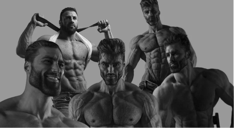 A blank GigaChad meme template ready for your ideas.