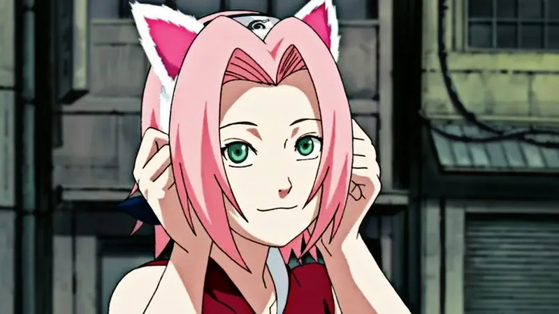 Notice Sakura Haruno's unique forehead marking detail