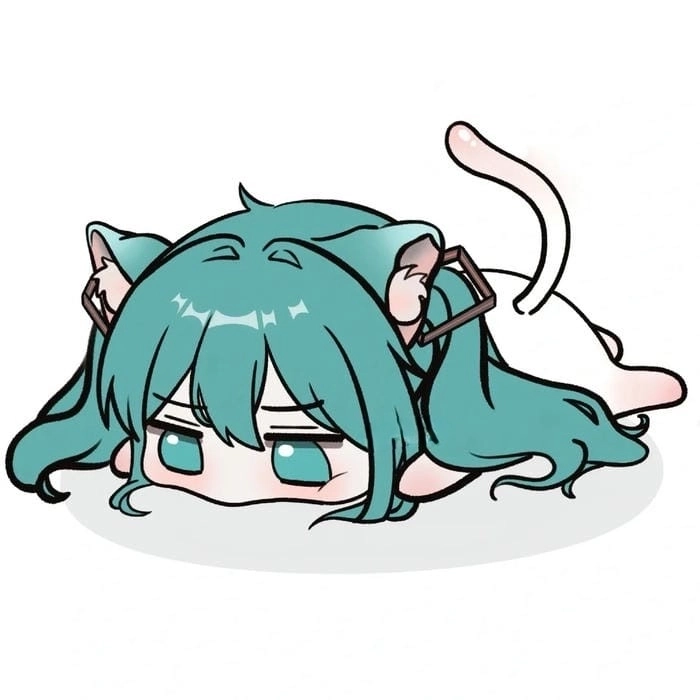 Chibi Hatsune Miku looks playful and lively