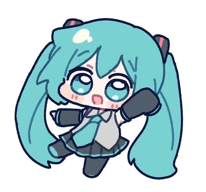 Chibi Miku feels cheerful and full of cuteness
