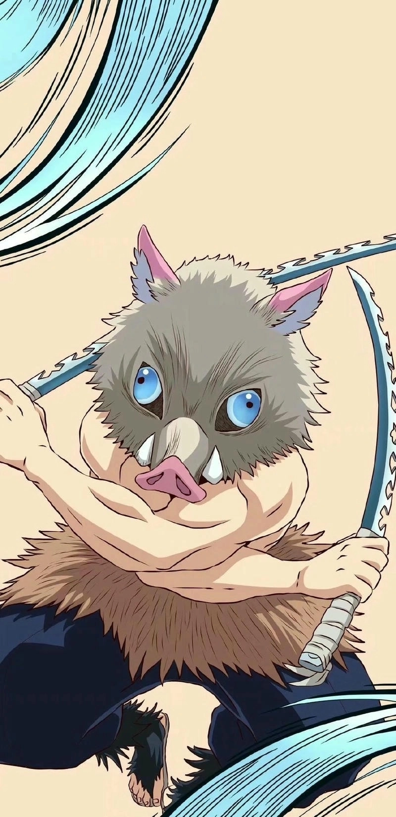 Amazing Hashibira Inosuke cosplay with full mask