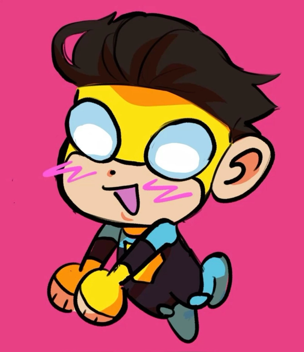 Cute invincible chibi softens the fierce hero