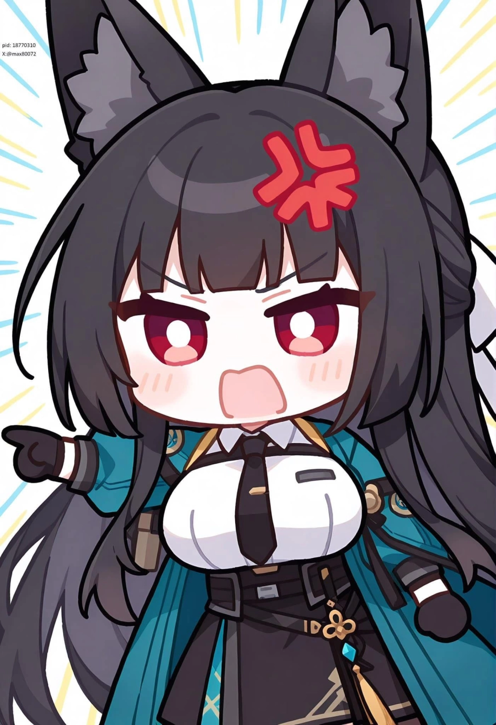 Jane Doe chibi character looks lively and cute