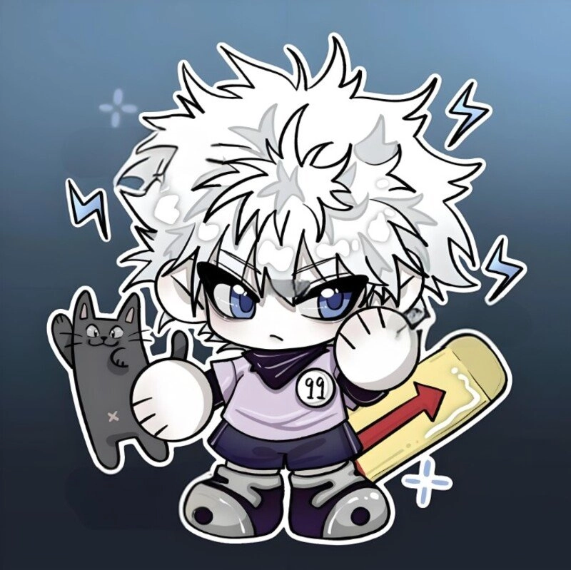 Killua chibi transparent clear charm glowing bright