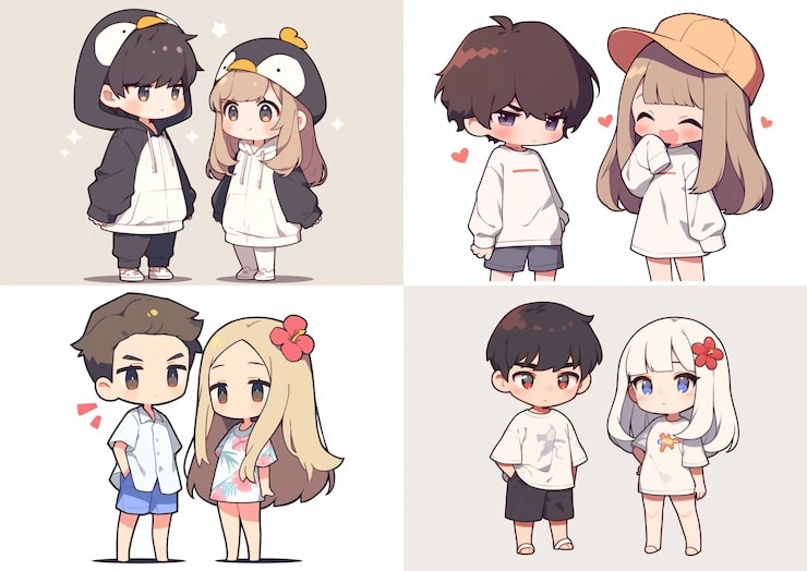 Manga chibi characters looking so cute