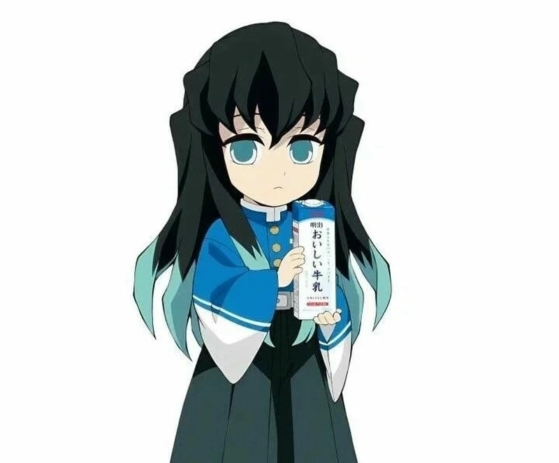 Muichiro chibi drawing light strokes of elegance