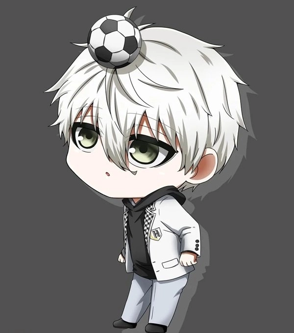 Nagi chibi head tiny face with soft vibe
