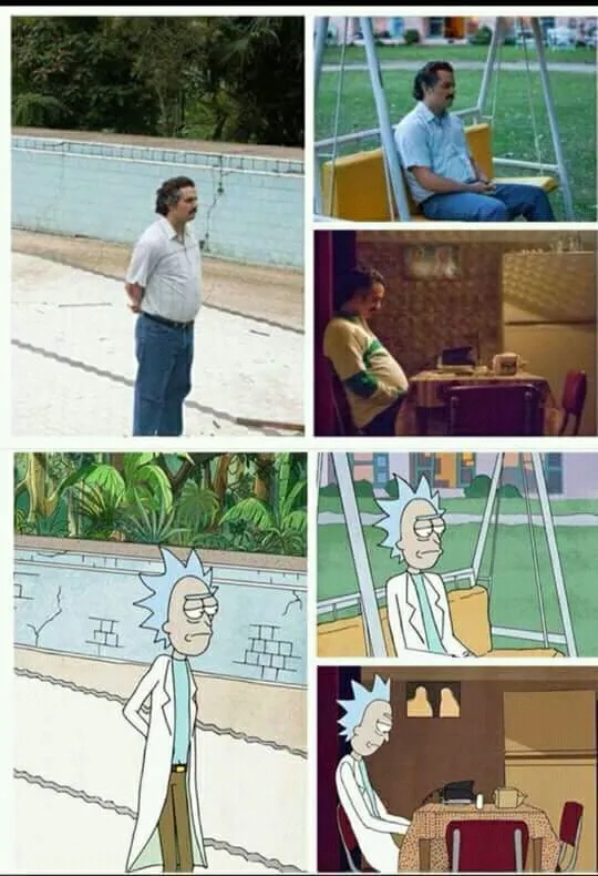 The pensive pablo escobar looking meme