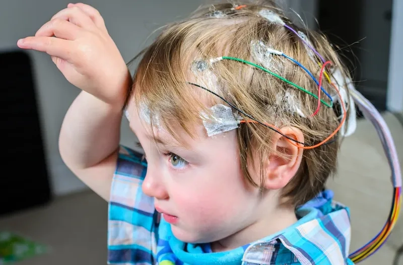 A photo of a newborn screening for PKU test