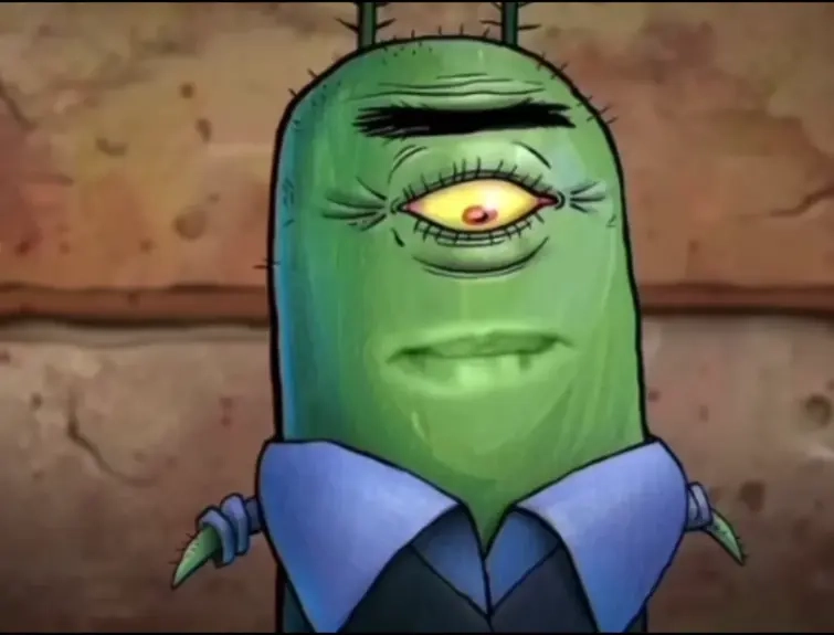 A screenshot of the plankton yelling meme