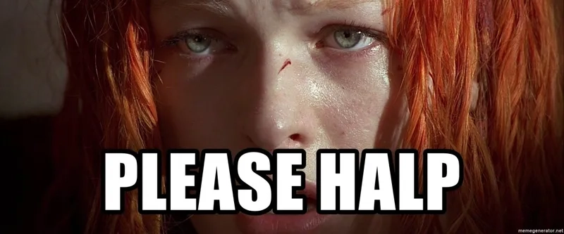 A very serious please meme from a movie