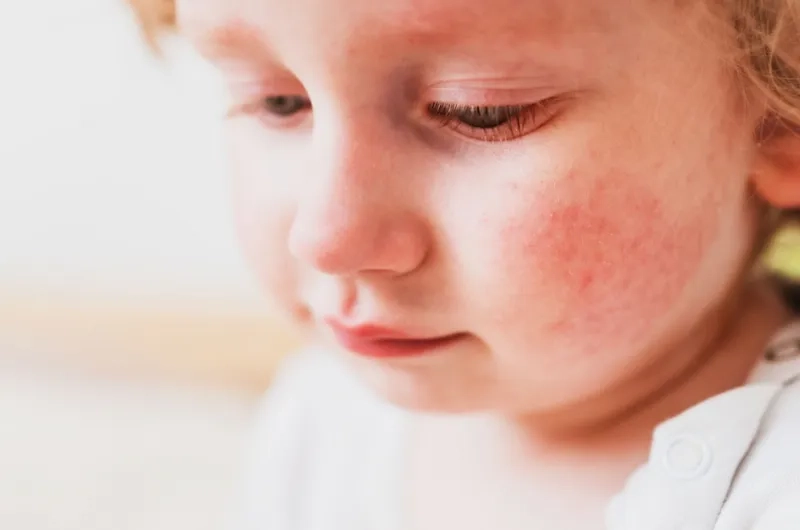 The pattern of a high fever then rash