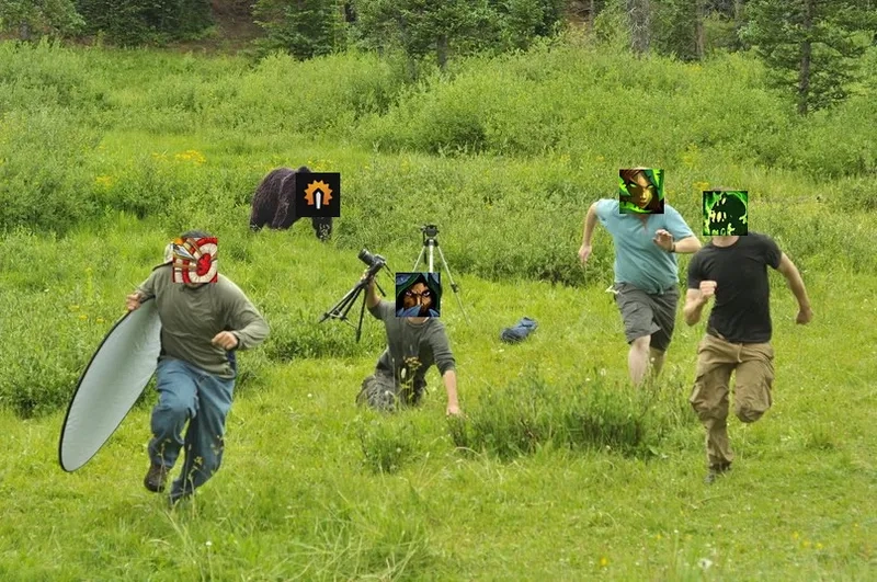 A scared running meme reaction