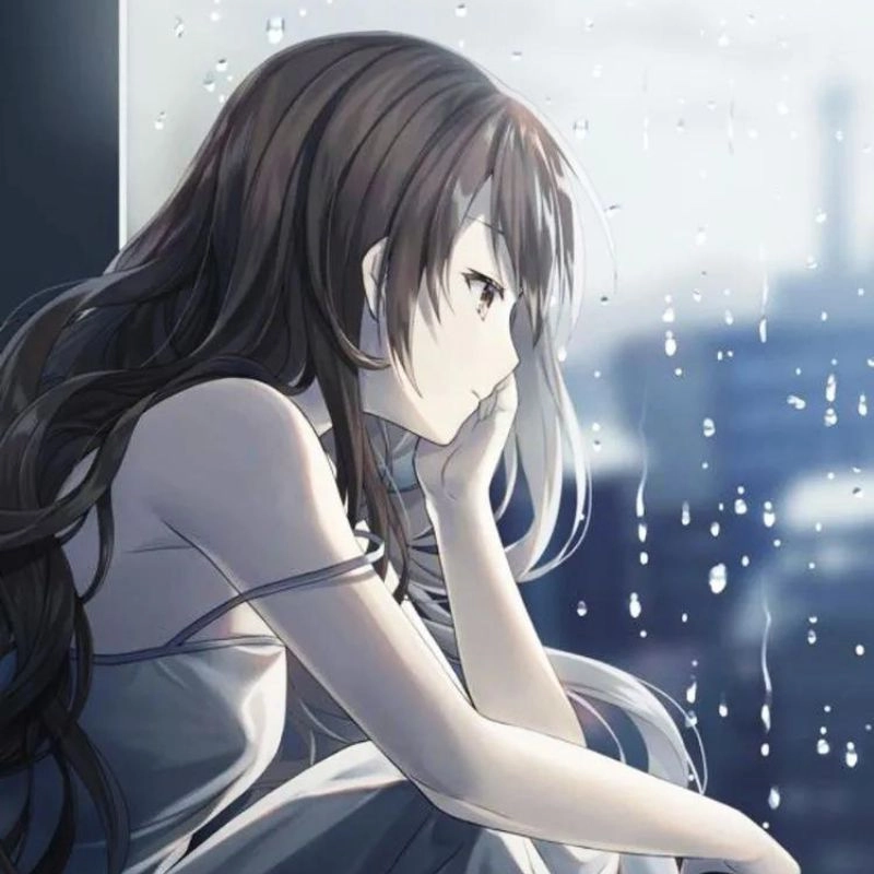 Sad and lonely anime images show anime characters crying softly