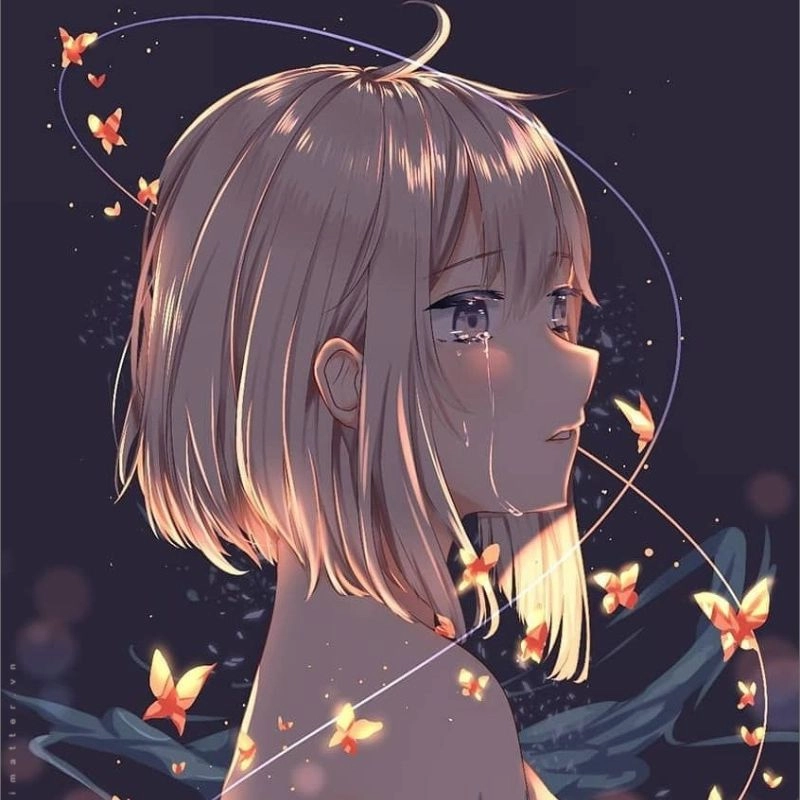 Sad and lonely anime images with sad anime girl feeling lost and alone