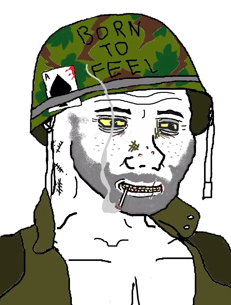 A highly relatable tired soldier meme