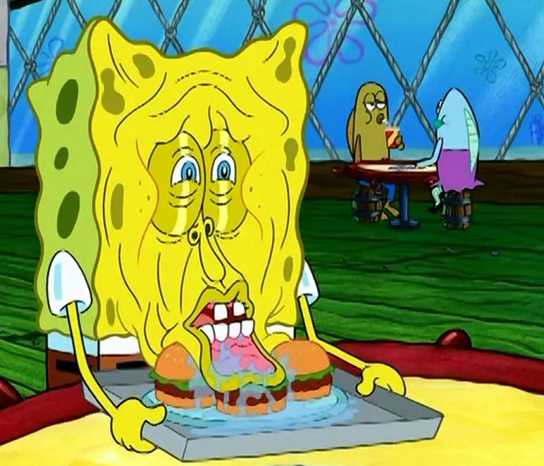 When you're completely drained: the tired spongebob meme