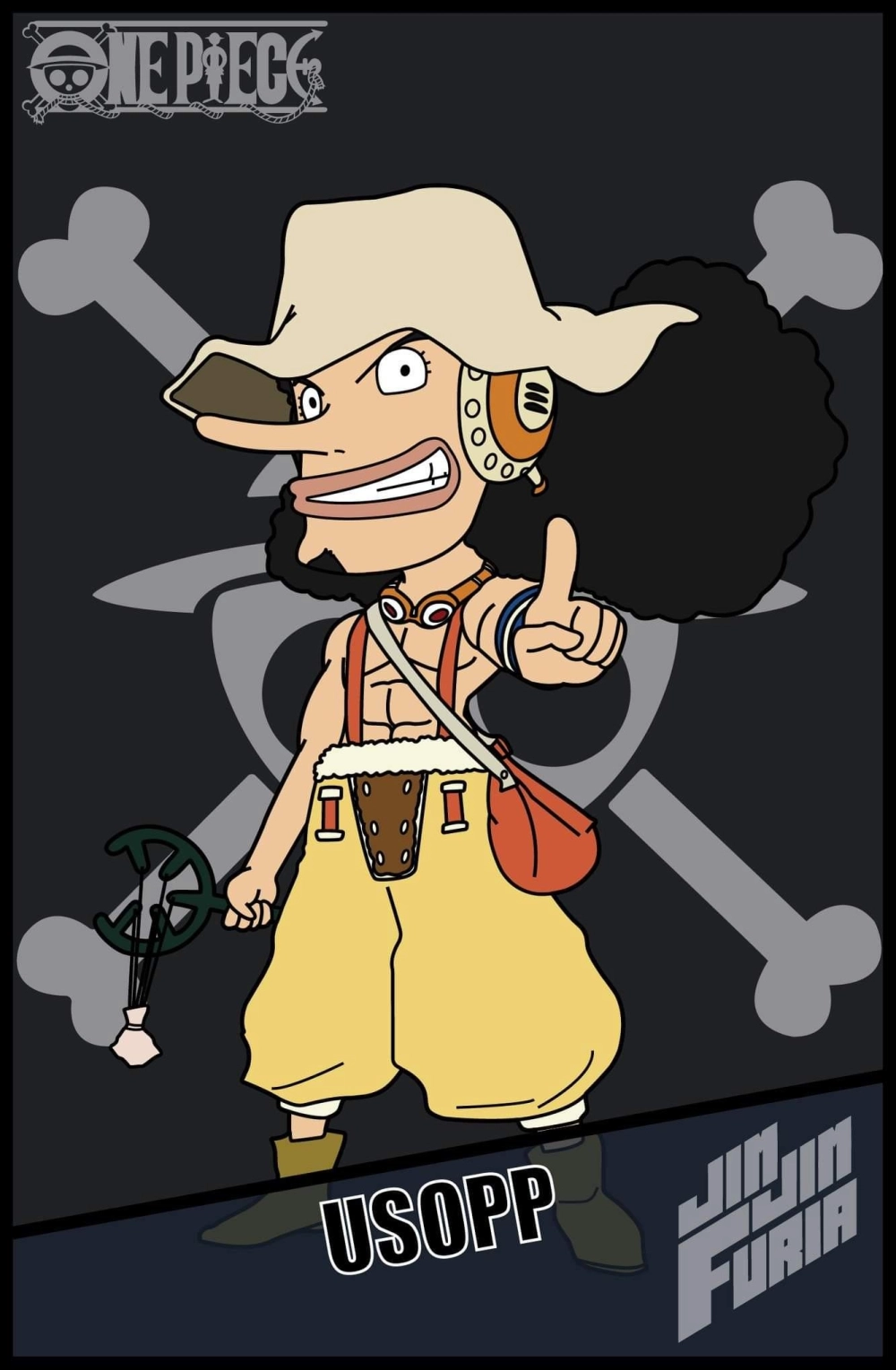 Chibi Usopp looks playful with brave style
