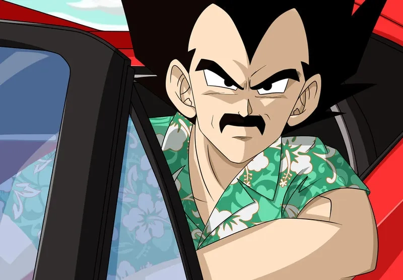 A screenshot of the sad Vegeta meme in the rain