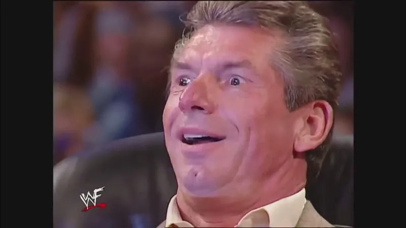 The confident vince mcmahon walking meme