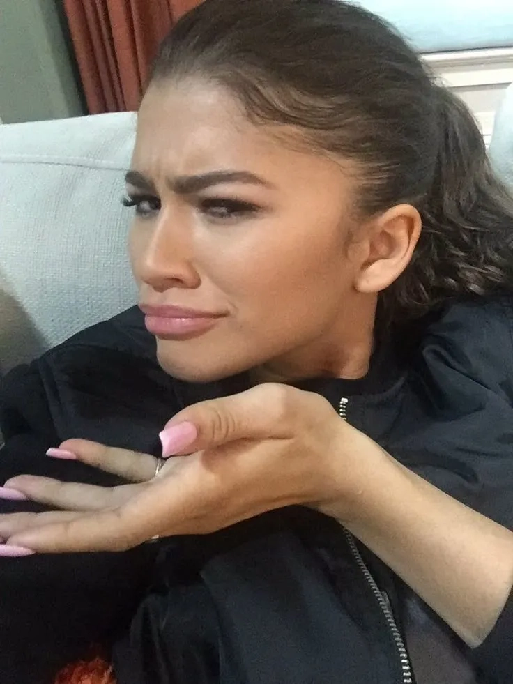 The zendaya rue meme looking confused
