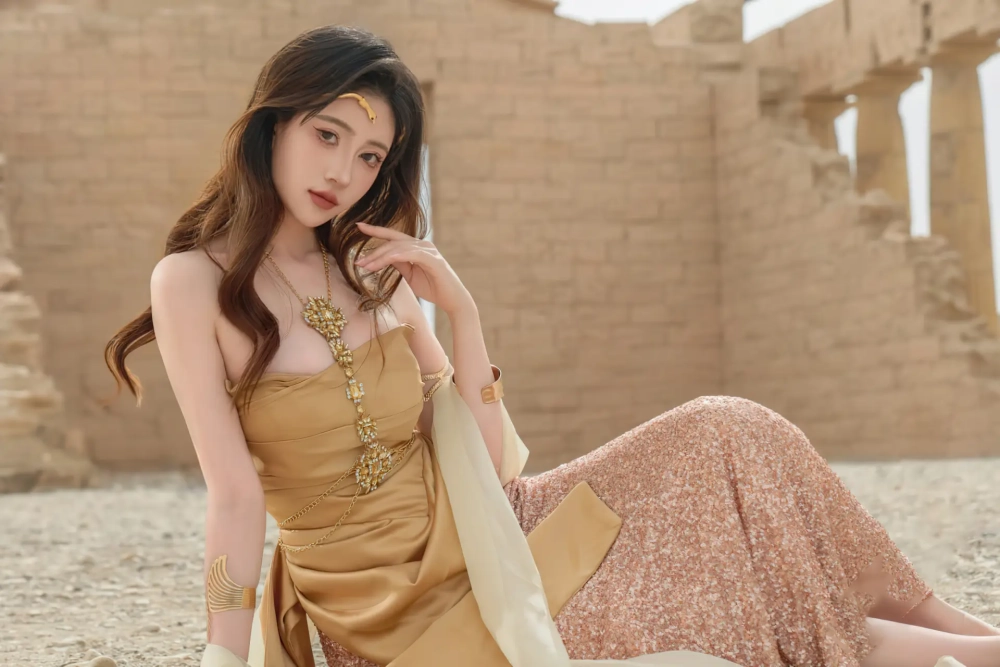 Stylish girl photo crackles trendy glamour and breathtaking golden blaze