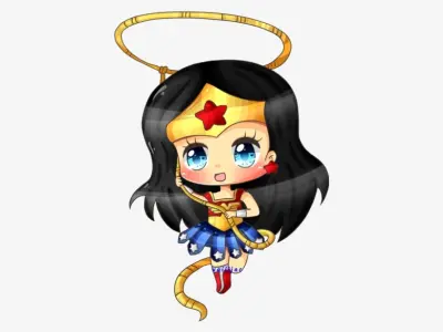 Collect rare fan artworks of chibi Wonder Woman online