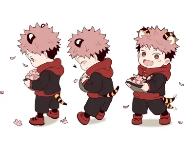 Itadori Yuji chibi drawings that capture his charm